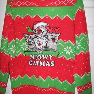 Meowy Catmas Christmas Sweater Women's Small Mad Engine